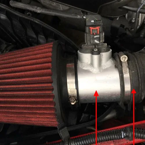 Vista 9 de Base de sensor de flujo de aire, adaptador de sensor de flujo de aire de masa MAF de aleación de aluminio, medidor de admisión de aire, montaje