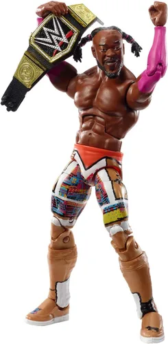 Vista 3 de WWE Kofi Kingston Elite Collection Wrestlemania 35 Figura de acción con articulación de lujo, detalles realistas, equipo de anillo auténtico, manos