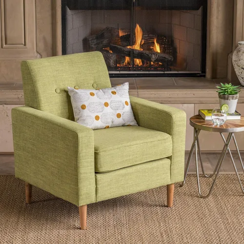 Vista 2 de Christopher Knight Home Sawyer Mid-Century - Silla de club de tela moderna, color verde apagado/natural
