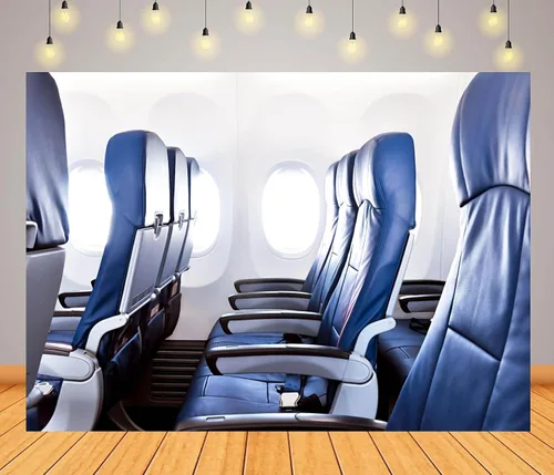 Vista 8 de Telón de fondo de tela de 5 x 3 pies para asientos de avión, fotografía de fondo, ventana de avión, interior, cabina, avión, decoración de fiesta