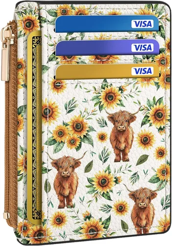Vista 21 de Tipmile Cartera para tarjetas de crédito para mujer, pequeña funda delgada Muerciélagos