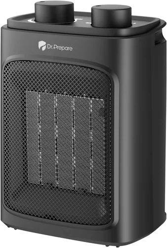 Vista 9 de DR.PREPARE Calentador de espacio pequeño para uso en interiores con inclinación ajustable, 600W calentador eléctrico de cerámica PTC portátil