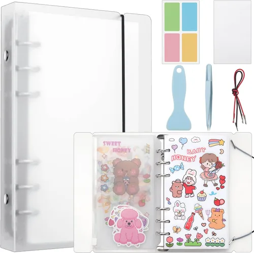 Vista 8 de SUNEZLGO Álbum de pegatinas reutilizable con 100 hojas, libro de colección con bolsillos, A5