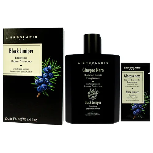 Vista 4 de L'Erbolario Champú de ducha energizante Black Juniper - Champú hidratante 2 en 1 y limpiador corporal - Purificador con comino negro - 8.4 oz