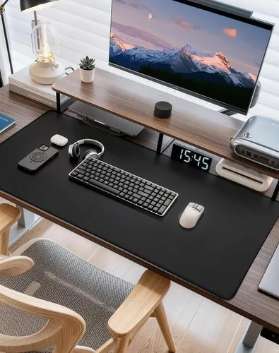 Vista 2 de Reniteco Alfombrilla de ratón grande para juegos con bordes cosidos duraderos, base de goma antideslizante, alfombrilla grande de ratón y teclado
