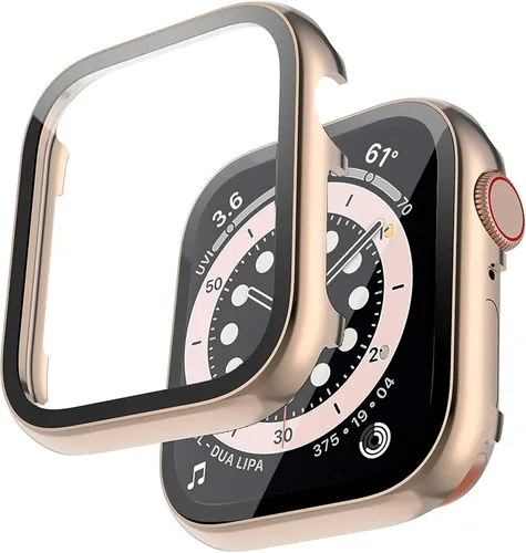 Vista 8 de Miimall Funda de metal compatible con Apple Watch de 1.496 pulgadas, protector de pantalla de vidrio templado, sensible al tacto, antiarañazos, a