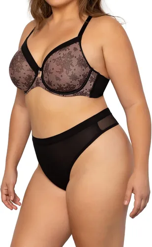 Vista 2 de Curvy Couture Bragas tipo tanga de talla grande para mujer, disponibles en malla y encaje
