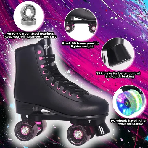 Vista 3 de Nattork Patines de rodillos para mujeres, diversión al aire libre, patines de derby de moda para hombres, niñas, niños, patines para pistas cubiertas