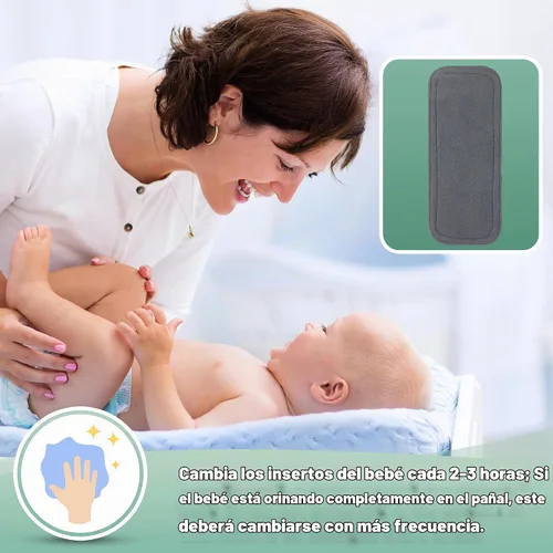 Vista 7 de Wegreeco Paquete de 12 insertos de carbón de 5 capas suaves reutilizables para pañales de tela de bebé, forros lavables de alta absorción