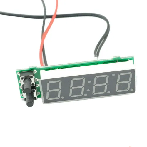 Vista 3 de Reloj de coche Termómetro Voltímetro Reloj de temperatura del coche - Reloj de coche 12V 3 en 1 Termómetros Voltímetro Medidor Reloj electrónico LED