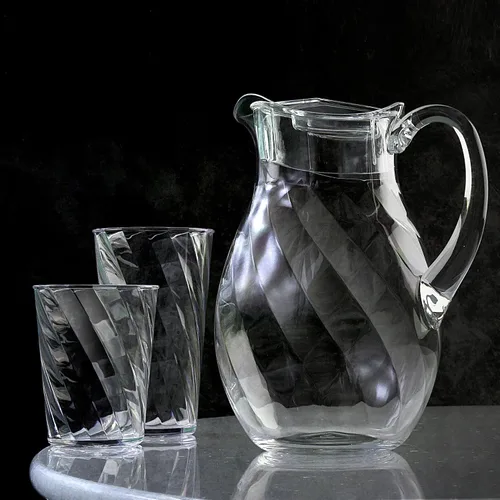 Vista 3 de Amazing Abby - Glacier - Vasos de plástico de 14 onzas (juego de 8), vasos de plástico reutilizables totalmente transparentes, apilables, sin BPA