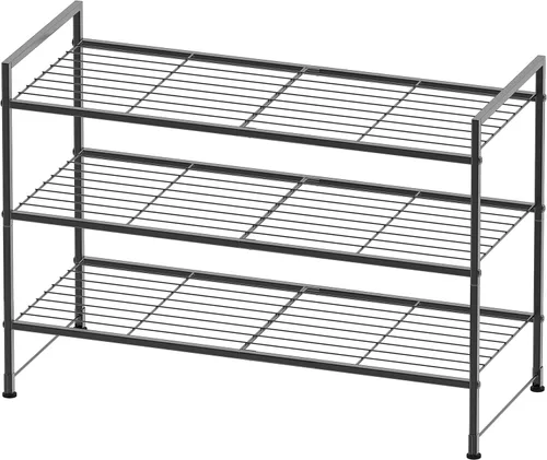 Vista 11 de Simple Houseware - Zapatero apilable de 3 niveles, superficie en rejilla, color negro