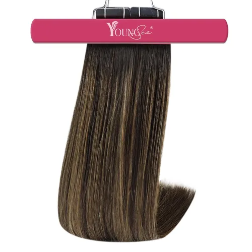 Vista 8 de YoungSee Extensiones de Cabello Humano con Cinta Balayage Extensiones de Cabello con Cinta Marrón Oscuro Extensiones de Cabello con Cinta Ombre