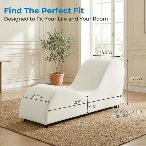Vista 2 de Mjkone Velvet Yoga Chair, Yoga Chaise Lounge Chair for Indoor, Modern Curved Chaise for Stretching Exercising Relaxation, Curved Sofa for Living