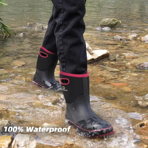 Vista 5 de D DRYCODE Rubber Boots for Women, Rain Boots with Warm Neoprene, Waterproof Mid Calf Mud Insulated Work Boots for Womens Gardening, Farming