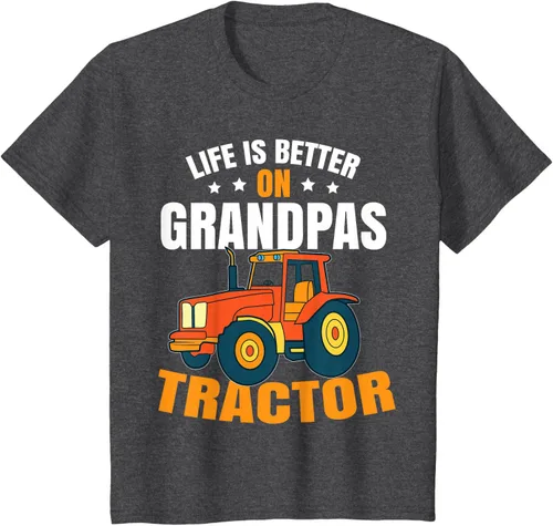 Vista 26 de Life Is Better On Grandpas Tractor Kids Farm Tractor Boy Camiseta, Negro