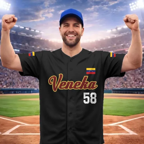 Vista 2 de Camiseta de béisbol de Venezuela, número de nombre personalizado, camisa de Beisbol Venezuela, camiseta deportiva de orgullo de la bandera