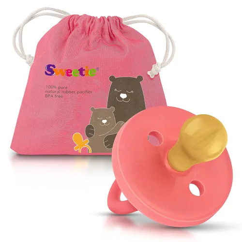 Vista 10 de SWEETIE Chupete de goma rosa claro de goma natural redondeado (0-6 meses, rosa claro)