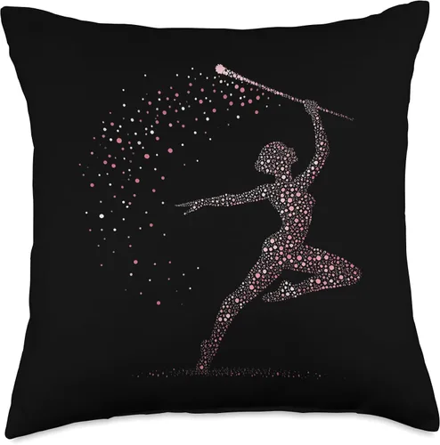 Vista 4 de Baton Twirling Majorettes Cute Baton Design Baton Twirling Girl Throw Pillow, 16x16, Multicolor