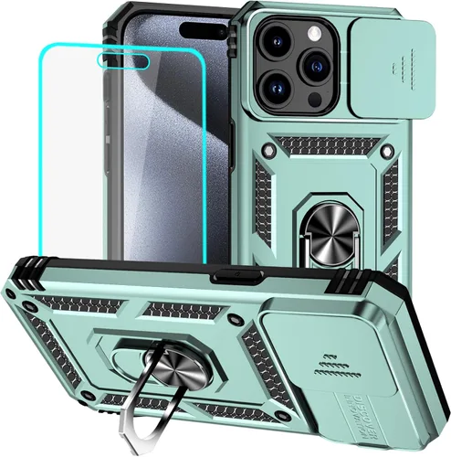 Vista 34 de HNHYGETE Funda para iPhone 12 Pro Max con protector de pantalla: [grado militar de 20 pies probada en caídas] Funda protectora para cámara Negro