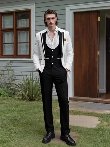 Vista 3 de Esmoquin negro para hombre, traje de boda de 3 piezas para hombre, ajuste delgado, esmoquin, trajes de baile de graduación, trajes de fiesta