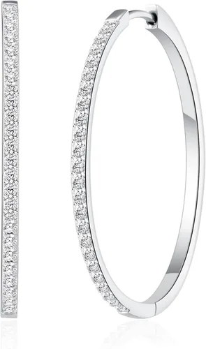 Vista 8 de Gold/Silver Plated Hoops Earrings For Women Hypoallergenic Oro 30 mm.