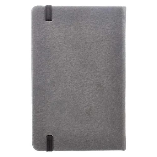 Vista 2 de Be Strong Mini Hardcover Pocket Size LuxLeather Notebook with Elastic Closure in Gray - Joshua 1:9, 3.7" wide x 5.7" high Leather Bound – 27