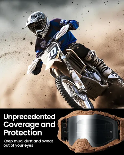 Vista 2 de OutdoorMaster Mustang - Gafas de motocross OTG, gafas de motocross, gafas de ATV para hombres, mujeres, adultos y jóvenes
