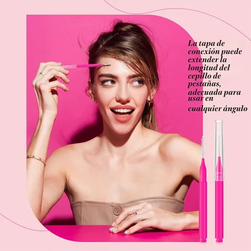 Vista 5 de Lallisa 100 piezas de cepillo micro de cejas con tapa, herramienta de laminación de cejas, cepillo de pestañas, peine multifuncional para pestañas