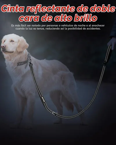 Vista 7 de Juego de correa para perro manos libres y cinturón de seguridad para Asas dobles suaves, absorben los golpes, clip de 360°, diseño reflectante