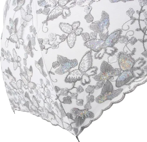 Vista 180 de Honeystore Sombrilla bordada con flor 3D plegable UV con encaje clásico