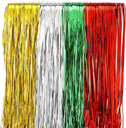 Vista 7 de 8000 piezas de oropel de Navidad, carámbanos de Navidad de oropel plateado, carámbanos de oropel de árbol de Navidad, carámbanos metálicos rojos
