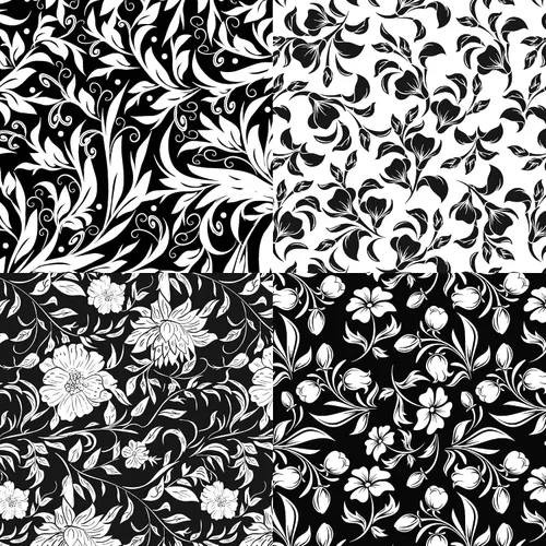 Vista 6 de Paquetes de tela de algodón acolchado de 18 x 22 pulgadas para coser, 10 unidades de flores blancas y negras 18" x 22" Fat Quarters Quilting