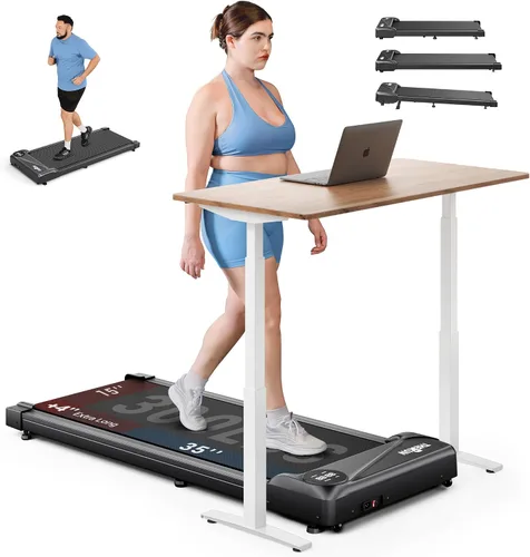 Vista 9 de THERUN Walking Pad Treadmill Under Desk, Portable Mini Treadmill for Home/Office, Walking Pad Machine with 2.5HP and 265 lbs Weight Capacity Remote