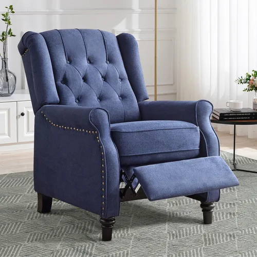 Vista 7 de CANMOV Silla Reclinable de Empuje hacia Atrás, Silla Decorativa, Sillón Reclinable de Mediados de Siglo con Respaldo Alto, Silla Reclinable de Tela