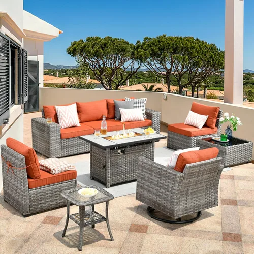 Vista 20 de HOOOWOOO Outdoor Patio Sectional Furniture Sofa Set with Widened Armrest,6 Piece Small Modern Wicker Couch,Modular L Shaped Conversation Seating Set