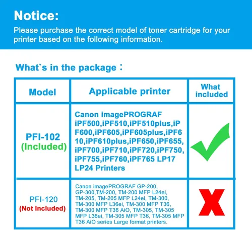 Vista 2 de LCL PFI102 MBK Cartucho de tinta de repuesto para Canon PFI-102 PFI-102MBK para Canon imagePROGRAF iPF500 iPF510 iPF600 iPF605 iPF610 iPF650 iPF655