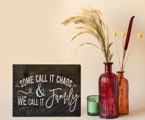 Vista 2 de Lienzo decorativo para pared con texto en inglés "Some Call It Chaos And We Call It" para decoración de casa rural, dormitorio, sala de estar
