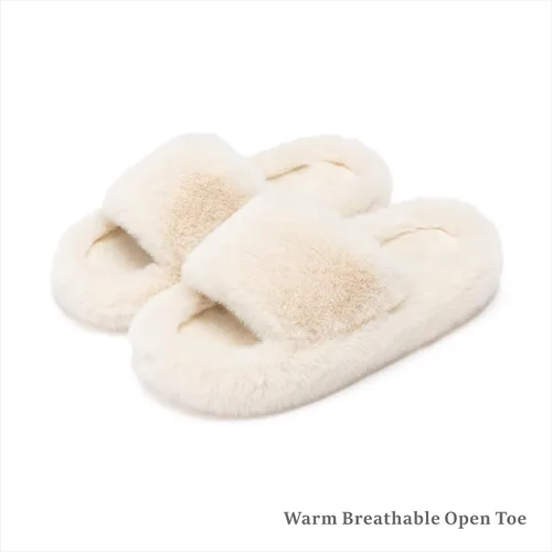 Vista 6 de Chantomoo Pantuflas de espuma viscoelástica para mujer, pantuflas de dormitorio para mujer, mullidas, cómodas, con forro de piel sintética, suela