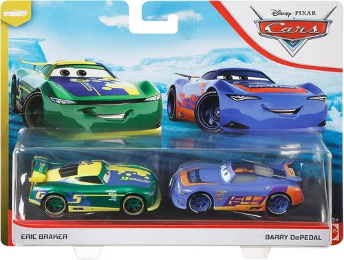 Vista 6 de Disney Car Toys Toy - Vehículos de personajes fundidos a presión a escala 1:55, paquete de 2 coleccionables, juego de regalo de corredores