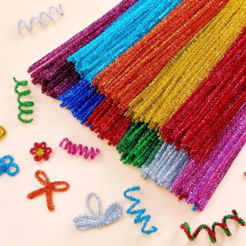 Vista 3 de Eppingwin 200 limpiapipas, limpiadores de pipas con purpurina, suministros de manualidades, tallos de felpilla de 10 colores para proyectos