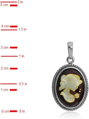 Vista 3 de Plata de ley Ámbar Girl Cameo colgante