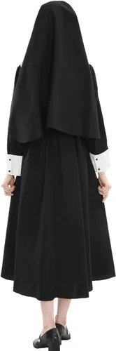 Vista 11 de CR ROLECOS - Disfraz de monja de terror de talla grande, disfraz de sacerdote para Halloween, color negro