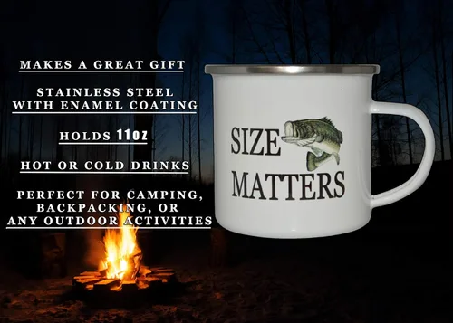Vista 3 de Rogue River Tactical Taza divertida del campamento de la pesca del esmalte que acampa taza de café regalo tamaño importa pescador pescado