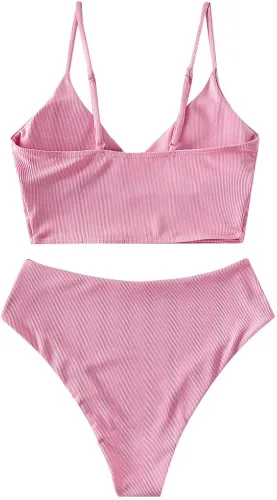 Vista 3 de ZAFUL Traje de baño tankini de cintura alta con aros para mujer