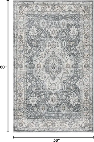 Vista 126 de SAFAVIEH - Colección Isabella, alfombra decorativa - 2'2" x 5', azul y crema, diseño oriental, no desprende pelusa y fácil cuidado, ideal para áreas