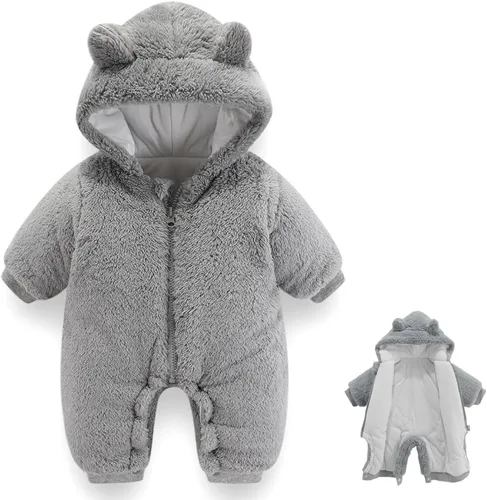 Vista 16 de AiWMGL Traje de oso para bebé recién nacido, traje de forro polar con capucha para invierno Azul