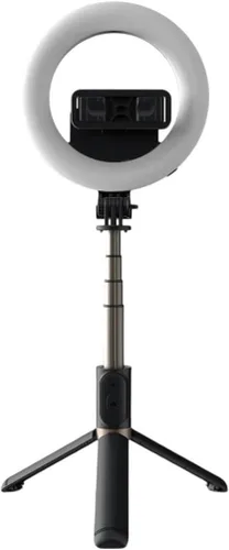 Vista 2 de BoxWave Soporte y soporte compatible con Blackview A53 Pro - RingLight SelfiePod, brazo extensible para selfie stick con anillo de luz - Negro