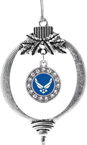 Vista 69 de Inspired Silver - Adorno con dije de cara de carlino - Adornos navideños de círculo de plata con joyas de circonita cúbica