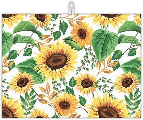 Vista 10 de Tapete de secado de platos con diseño de mandala, vintage, bohemio, floral, tapete de secado de platos, encimera de cocina, 18 x 24 pulgadas